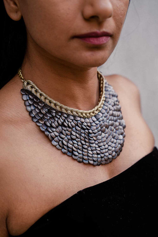 Nefertiti Necklace - Gunmetal Bubbles