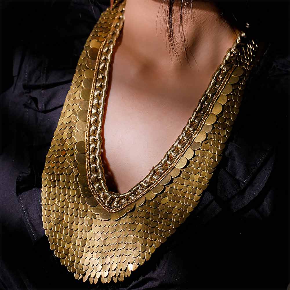Cleopatra Statement Necklace - Silver + Bllue