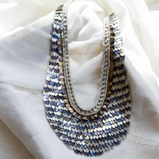 Cleopatra Statement Necklace - Silver + Bllue